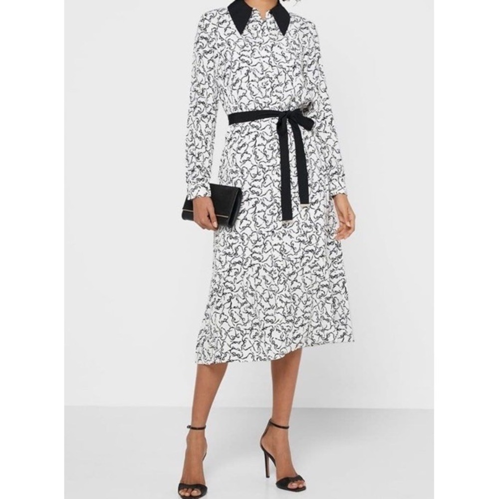 Ted Baker Elegant Flowing Silviia Metropolis Midi Shirt Dress UK 4 US 10 Large